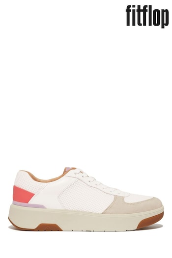 FitFlo Rally Evo Leather Mesh Suede White Sneakers (683224) | £100