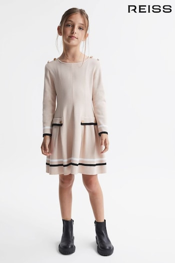 Reiss Pink Paige Junior Knitted Flared Dress (683441) | £68