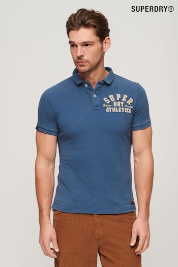 Superdry Voltage Blue 100% Cotton Vintage Athletic Nude Polo Shirt (683517) | £45