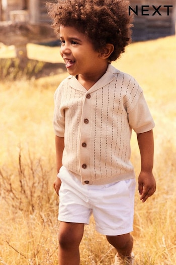 Neutral Short Sleeved Button Through Printed Polo Shirt (3mths-7yrs) (683769) | £11 - £13