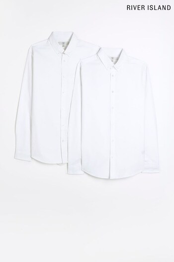 River Island White Slim Fit Multipack Oxford Shirt (684036) | £35
