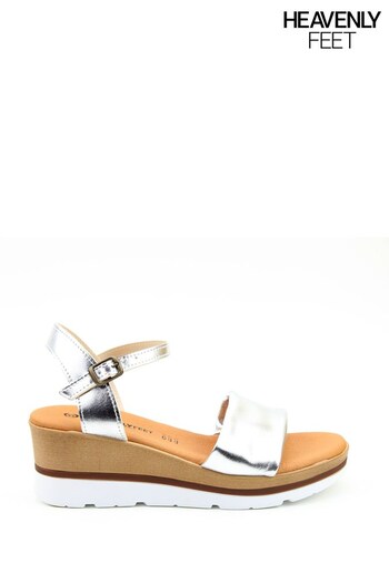 Heavenly Feet Silver Made in Italy High Wedge Sandals (684067) | £45