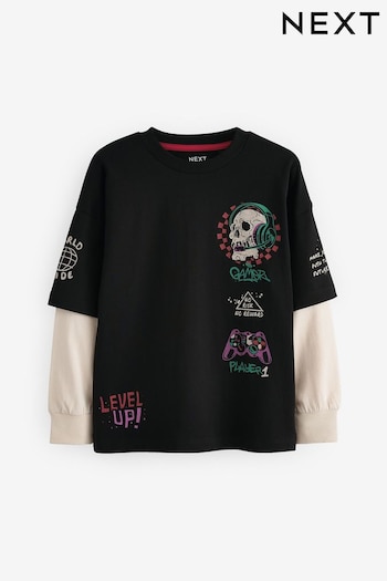 Black Skull Skate Long Sleeve 100% Cotton T-Shirt (3-16yrs) (684143) | £11 - £14