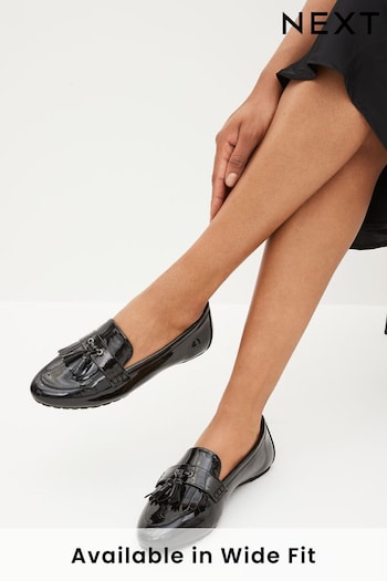 Black Patent Forever Comfort® Cleated Tassel Loafers (684268) | £28