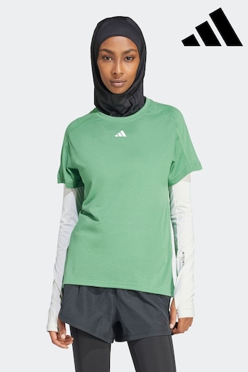 adidas Green Aeroready Train Essentials Minimal showing Crewneck T-Shirt (684306) | £23