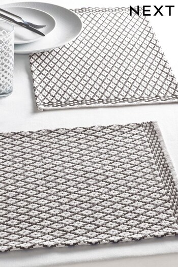 Set of 4 Grey Woven Placemats Placemats (684458) | £18