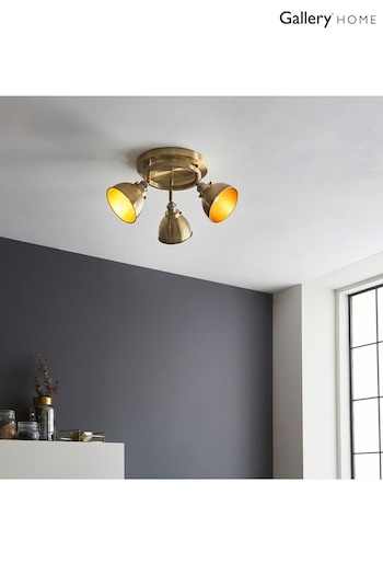 Gallery Home Brass Thomas 3 Bulb Round Ceiling Light (685651) | £133