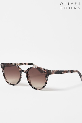 Oliver Bonas Natural Preppy Milky Marble Tortoiseshell monster Sunglasses (686053) | £49.50