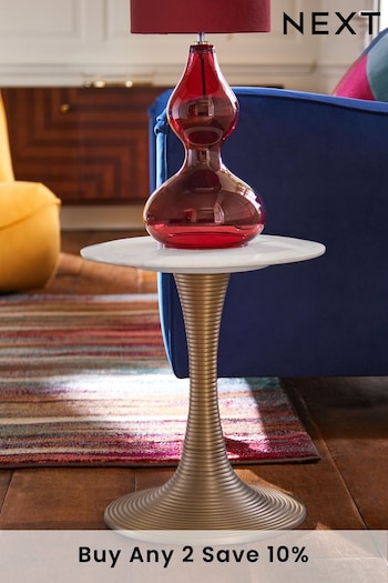 Gold Marble Top Fluted Side Table (686063) | £175