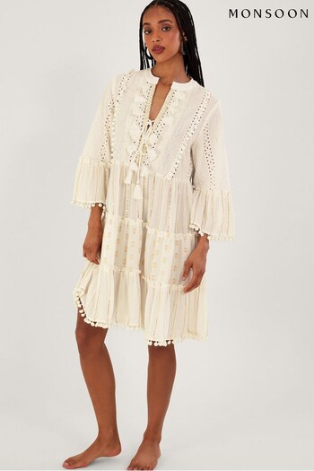 Monsoon Natural Metallic Tassel Kaftan Dress (686176) | £85