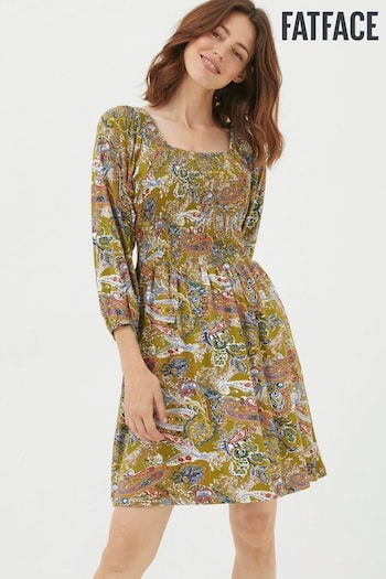 FatFace Green Adeline Paisley Jersey marble-print Dress (686304) | £52