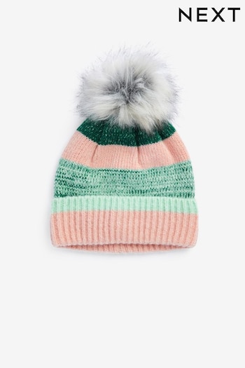 Green/Pink Stripe Pom Hat (686353) | £12