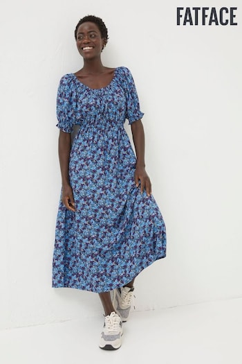 FatFace Purple Musicy Ink Floral Midi Dress (686505) | £75