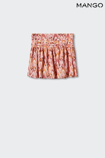 Mango Red Pleat-Detail Printed Skirt (686586) | £20