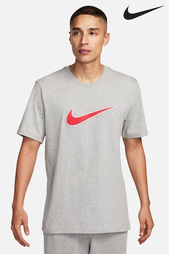 Nike Grey/Red Sportswear Fleece Colourblock T-Shirt (686781) | £28