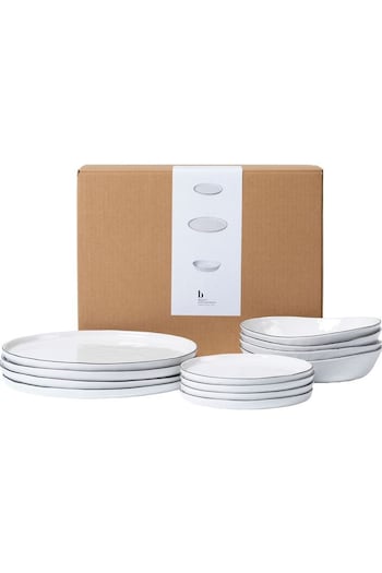 Broste Copenhagen 12 Piece White Salt Dinnerware Set (686850) | £285