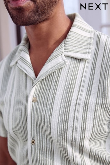 Green/White Textured Jersey Short Sleeve Shirt (687060) | £32