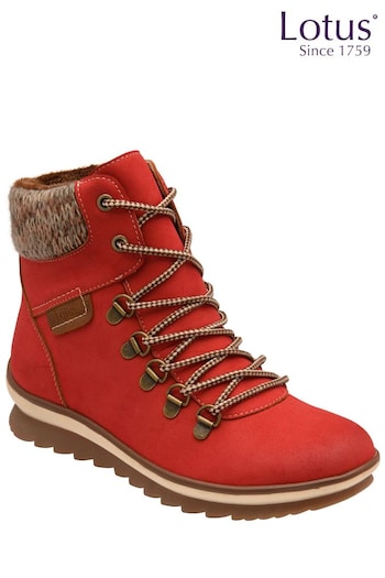 Lotus Red Zip-Up Ankle Boots (687082) | £65