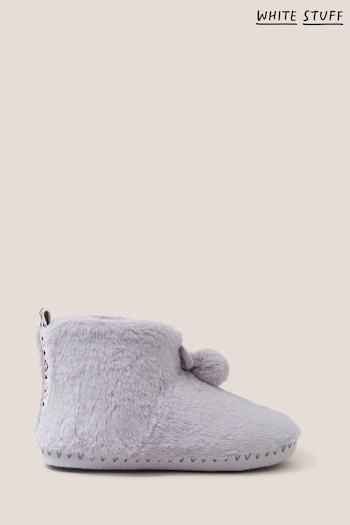 White Stuff Grey Faux Fur Bootie Slippers (687083) | £35
