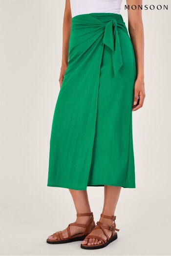 Monsoon Green Winnie Wrap Midi Skirt (687160) | £55