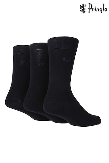 Pringle Blue Classic Plain Super Soft Modal Socks 3 PK (687261) | £14