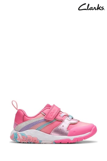 Clarks Pink Standard Fit (F) Comb Tidal Star Trainers (687277) | £44