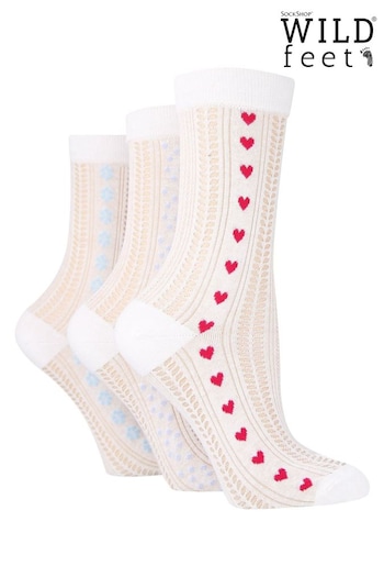 Wild Feet White Cropped Fancy Ankle Socks 3 Pack (687329) | £14