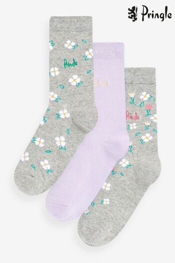 Pringle Grey Floral Fashion Socks (687371) | £14