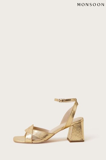 Monsoon Gold Metallic Block Heel Sandals (687394) | £69