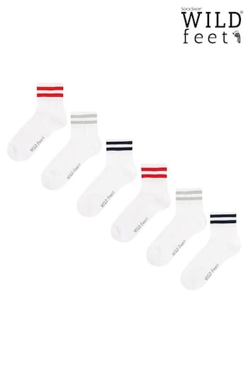 Wild Feet White Cushioned ska With Arch Support Ankle Socks 6 Pack (687427) | £16