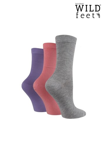 Wild Feet Grey Super Soft Bamboo Socks 3 Pack (687587) | £14