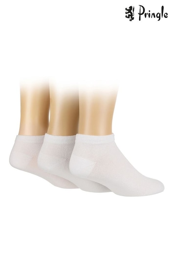 Pringle White Classic Bamboo Trainer Socks 3 PK (687609) | £14