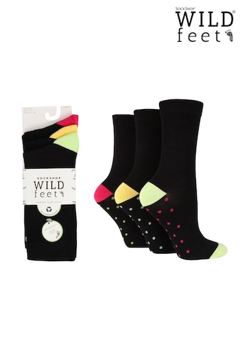 Wild Feet Black Wild Sole Bamboo Crew Black Socks 6 Pack (687621) | £18