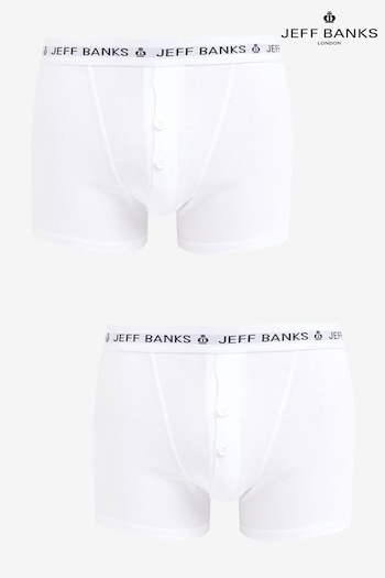 Jeff Banks White Classic Repeat Logo Waistband Button Flu Boxers (687813) | £12