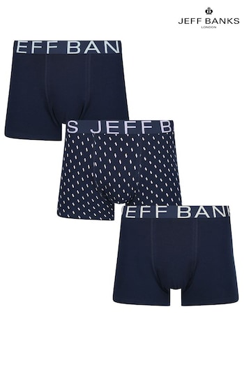 Jeff Banks Blue Fashion Spot Large Logo Waistband Trunks (687835) | £16