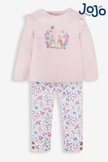 JoJo Maman Bébé Pink Peter Rabbit Appliqué Top & Leggings Set (687893) | £29