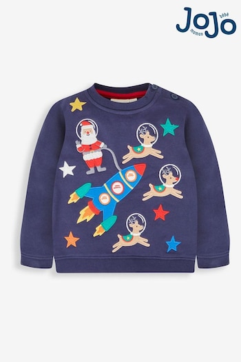 JoJo Maman Bébé Navy Christmas Space Scene Applique Sweatshirt (687956) | £24.50