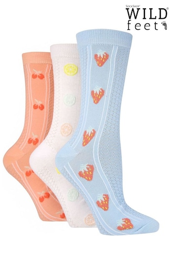 Wild Feet Blue Fashion Texture Knit Crew Socks (688062) | £14
