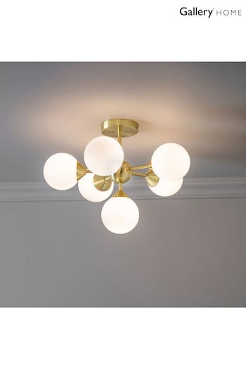 Gallery Home Brushed Gold Brampton 6 Bulb Pendant Ceiling Light (688180) | £144