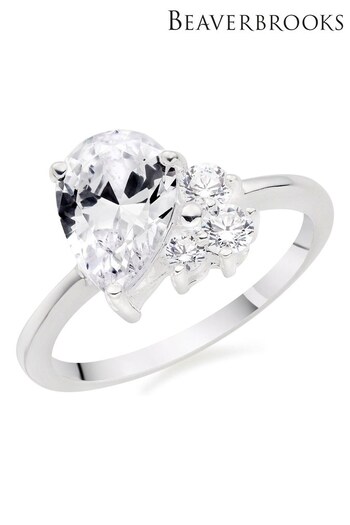 Beaverbrooks Sterling Silver Pear Cubic Zirconia Cluster Ring (688599) | £65