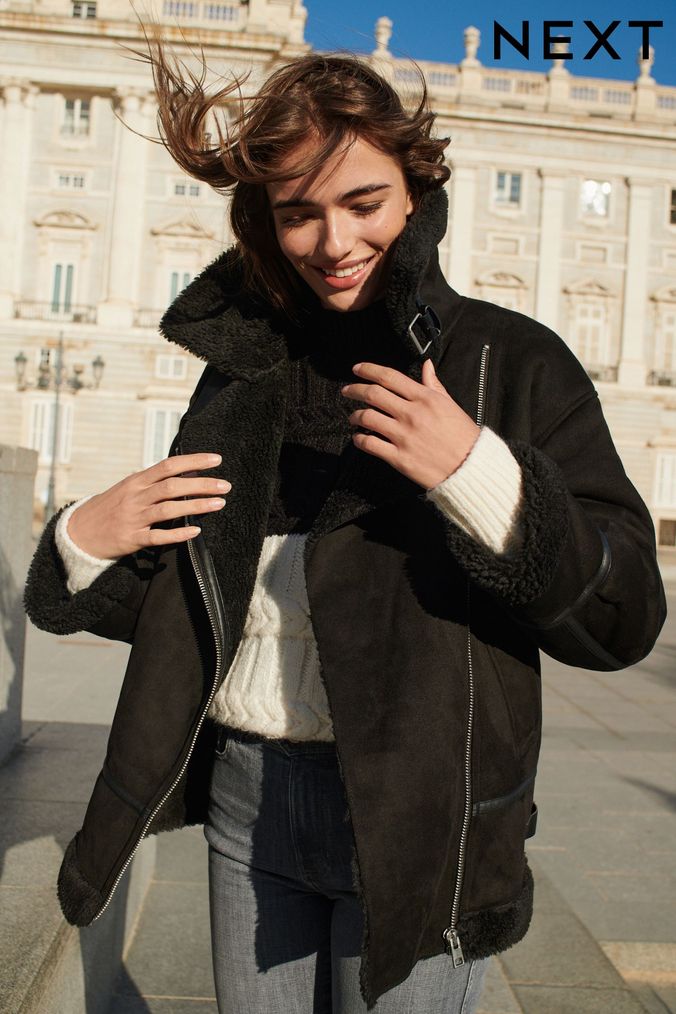 Women s Casual Faux Fur Jackets Women s Aviator Jackets Next