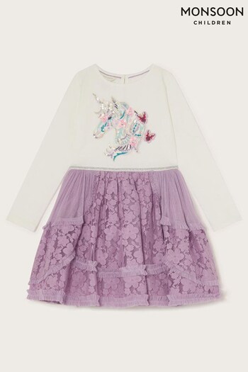 Monsoon Purple Unicorn Lace Disco Dress (689079) | £38