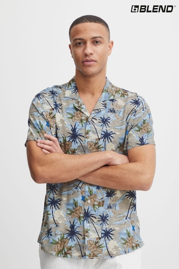 Blend Blue Retro Tropical Printed Resort Short Sleeve Shirt (689168) | £35