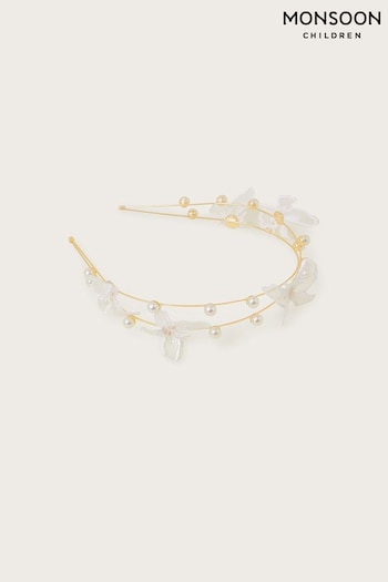 Monsoon Gold Pearl Butterfly Bridesmaid Headband (689389) | £12