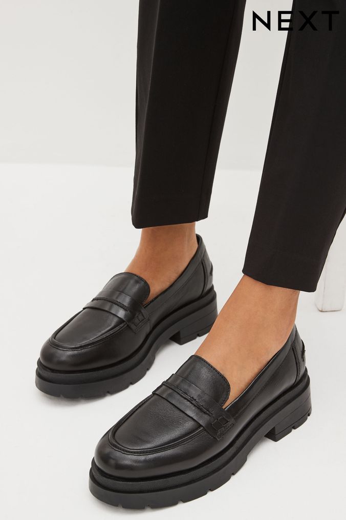 Next black loafers ladies 2025