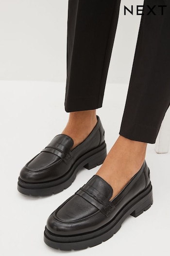Black Forever Comfort® Leather Chunky Loafers (689476) | £46