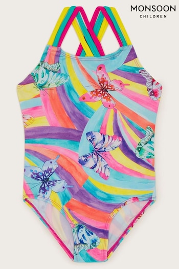 Monsoon Pink Butterfly Swirl Swimsuit (689494) | £16 - £20