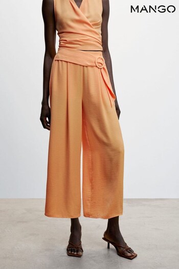 Mango Orange Wide Leg Fluid Mini Trousers (689894) | £50