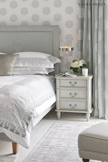 Laura Ashley Dove Grey Clifton 3 Drawer Bedside Table (689914) | £395