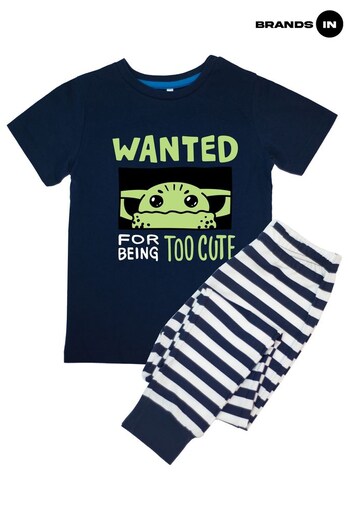 Brands In Navy The Mandalorian Wanted Boys Navy Stripes Pyjamas (689986) | £19